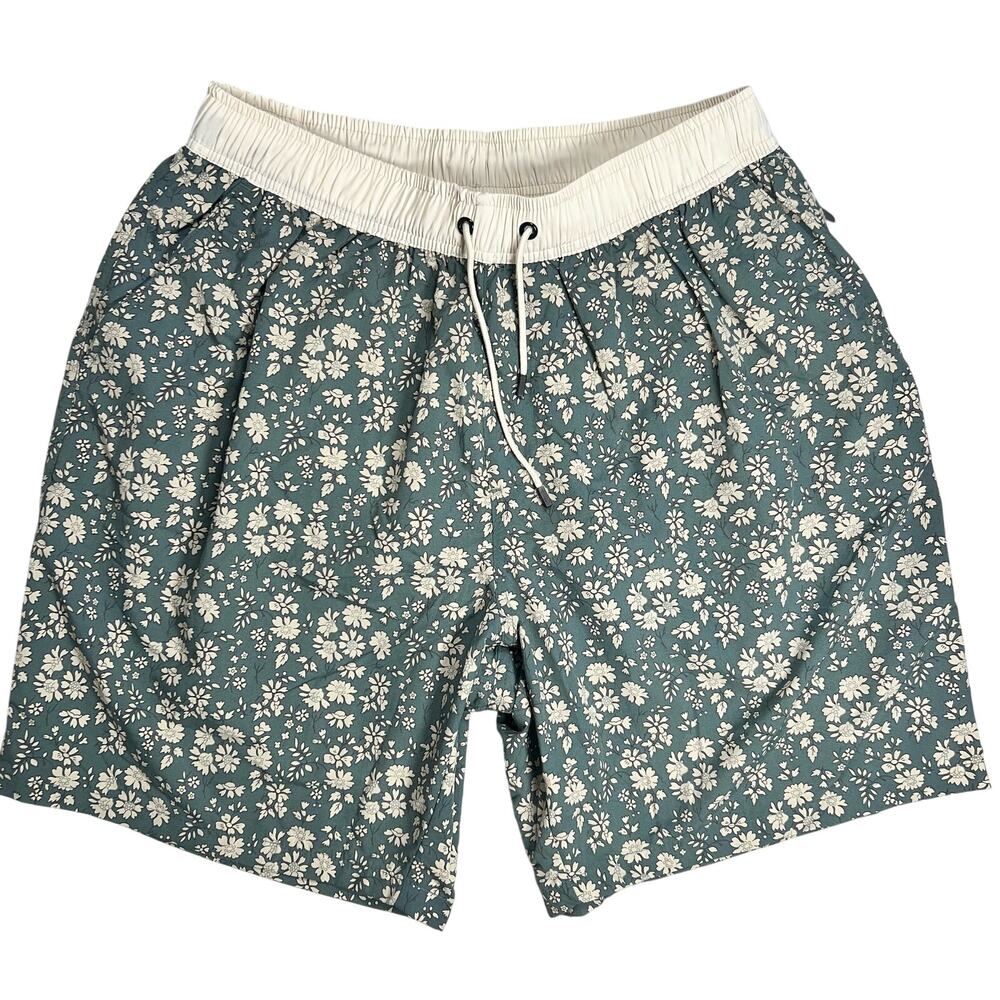 Winston Swim Trunks Mens Size 46 NWT Pockets Green Off White Floral Print